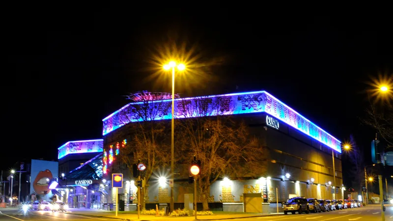Christchurch Casino lit up at night